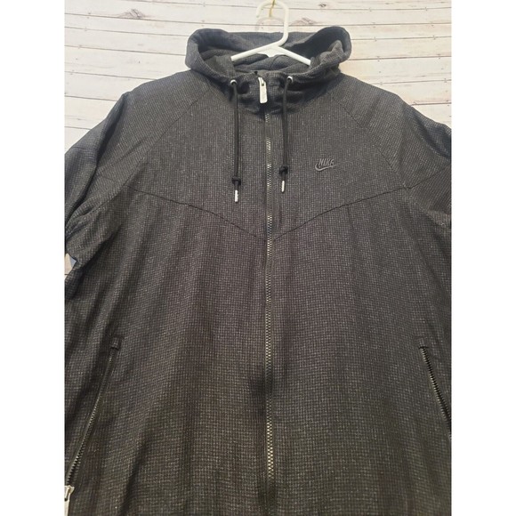 Nike Sportswear Windrunner Mens L Hooded Nylon Jacket 382228-010 Black Full Zip - Picture 2 of 16